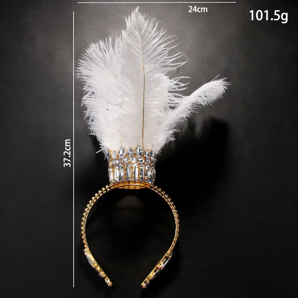 Couronne Gothique à Plumes – Cristal Argenté et Plumes Blanches