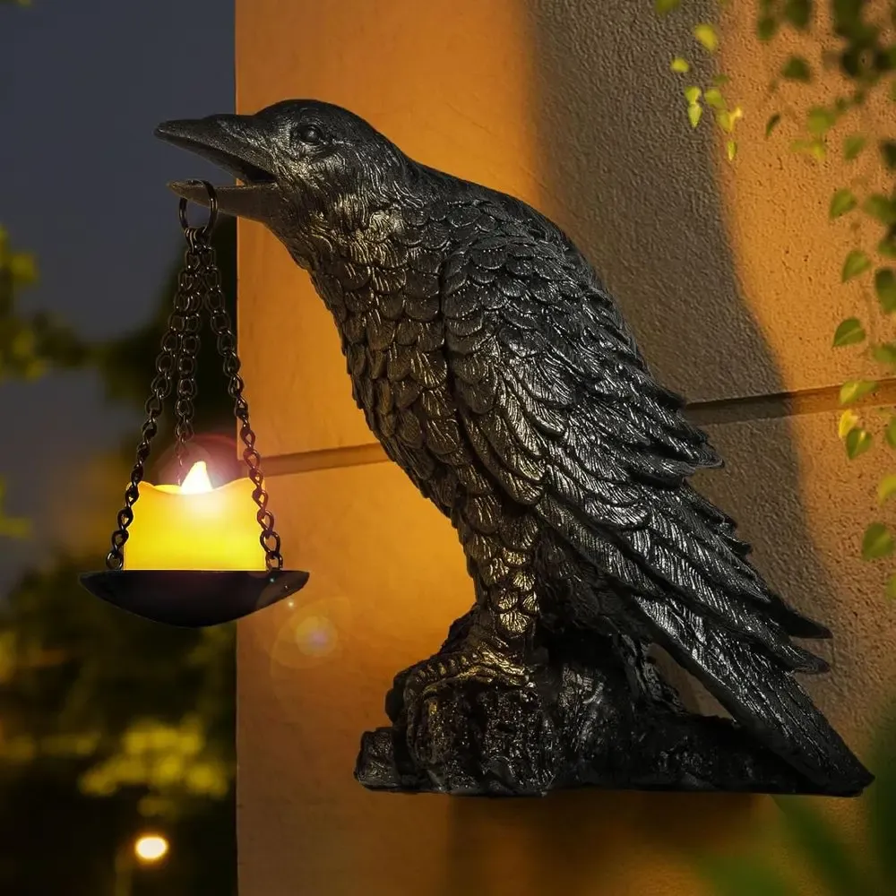 Corbeau Gothique Porte-Bougie à Chaîne