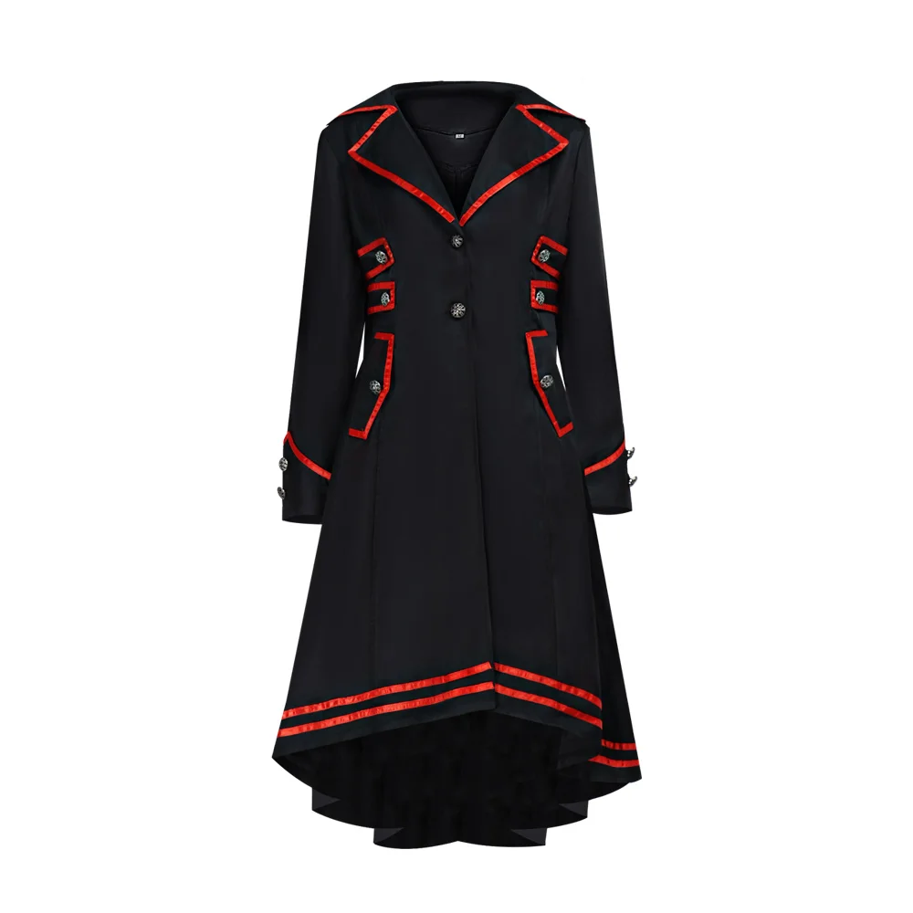 Manteau Gothique Queue-de-Pie – Liserés Rouges
