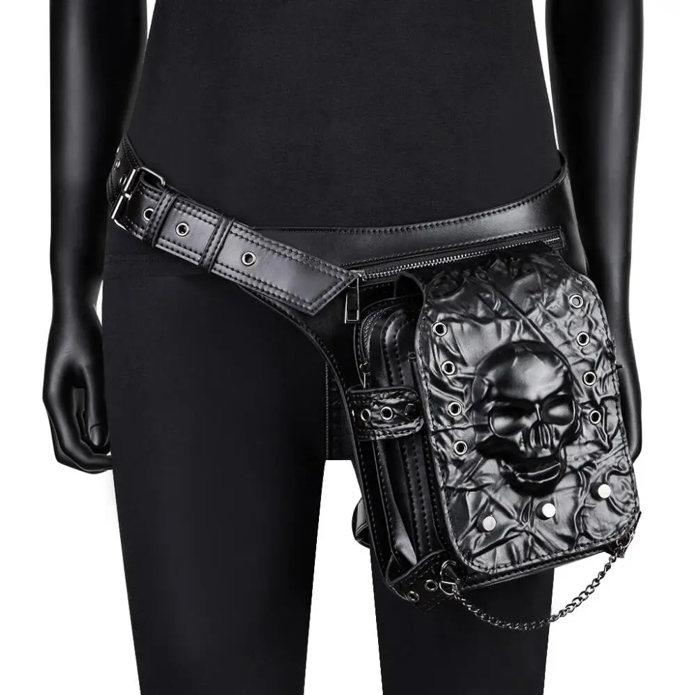 Sac Banane Punk Crâne – Poche Centrale et Chaîne – Image 4
