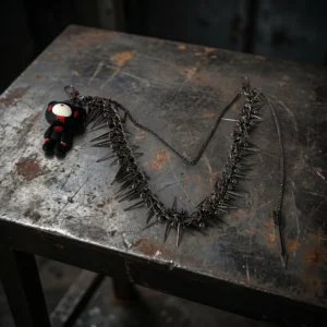 Chaîne Gothique à Pointes – Ours Noir et Flèches pour Jean