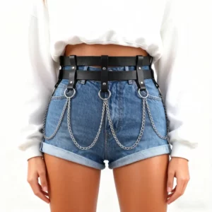 Ceinture Gothique Double Rangee avec Chainettes