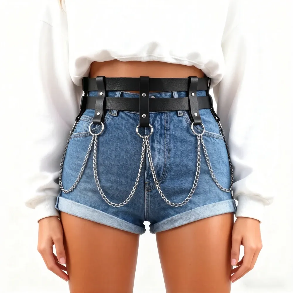 Ceinture Gothique Double Rangee avec Chainettes
