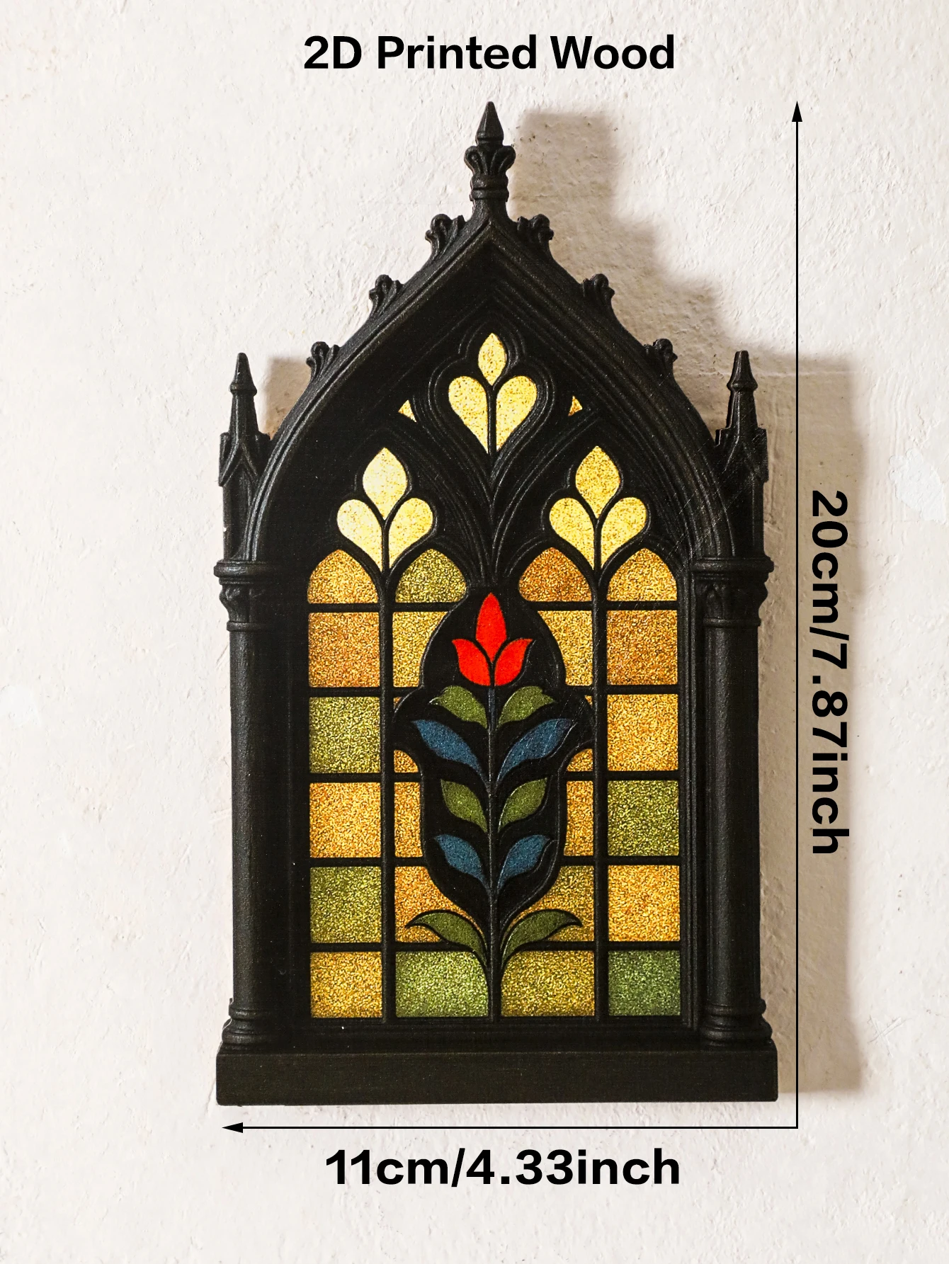 Déco Gothique en Forme de Fenêtre – Motif Floral Coloré – Image 6