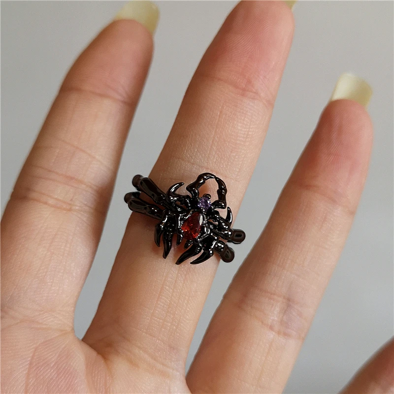 Bague Gothique Araignée – Cristal Noir – Image 6