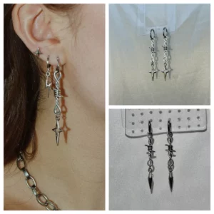 Boucles Gothiques Étoile et Pointe – Chaînes Argentées