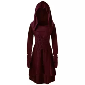 Robe Gothique Noire a Capuche et Laçage