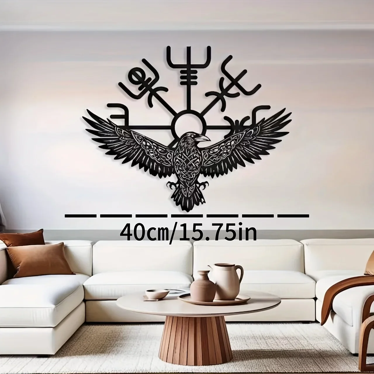 Décoration Murale Corbeau Viking – Ailes Déployées et Symboles – Image 2