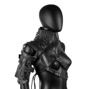 Sac Bandoulière Steampunk – Harnais Noir et Poche Multi-Sangles