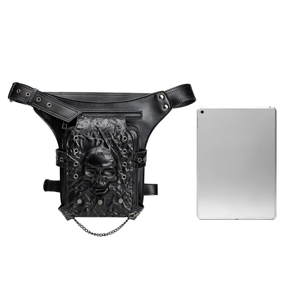 Sac Banane Punk Crâne – Poche Centrale et Chaîne – Image 3