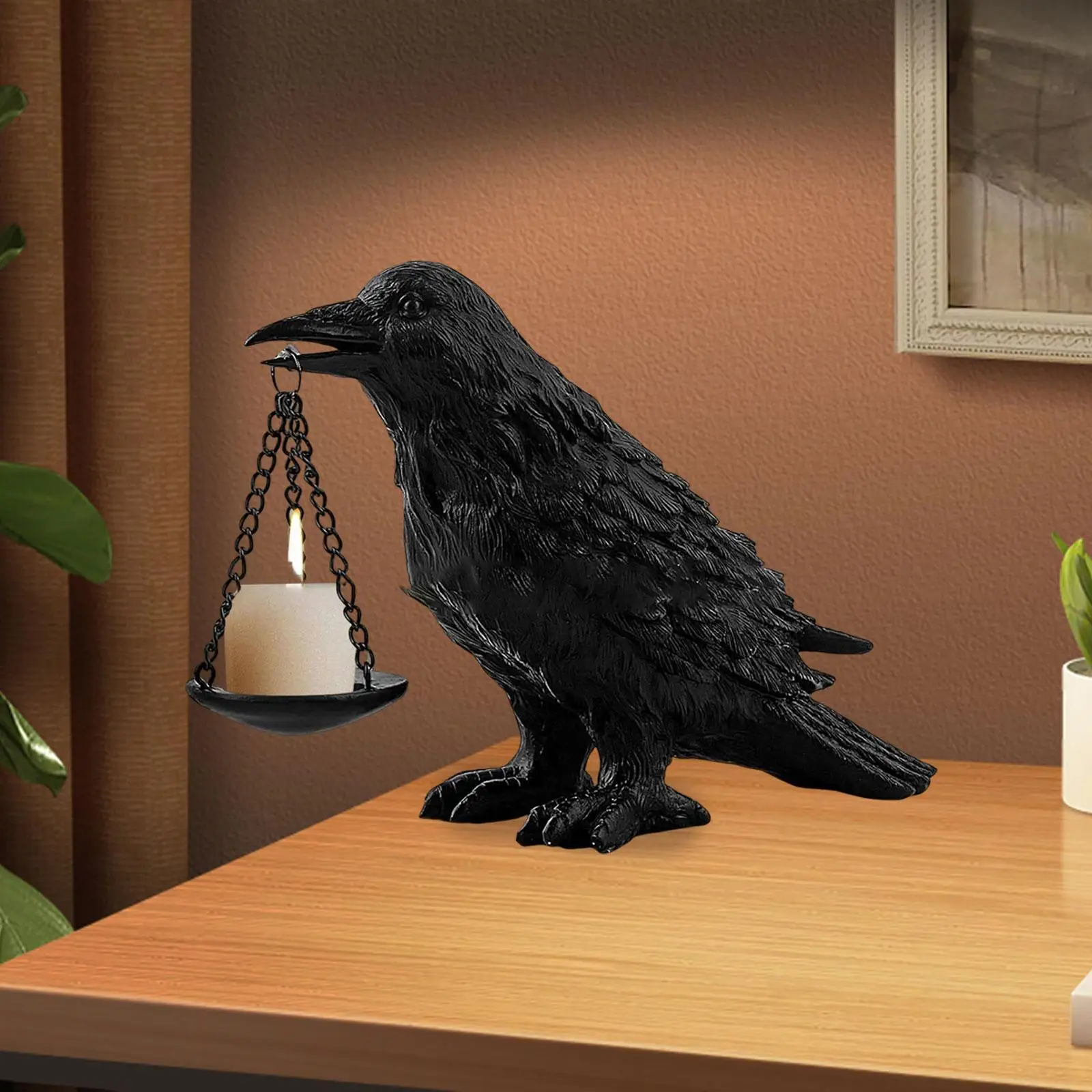Bougeoir Gothique Corbeau – Sculpture Noire – Image 4