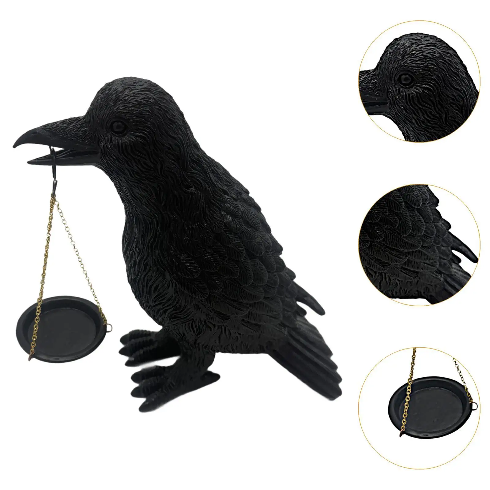 Bougeoir Gothique Corbeau – Sculpture Noire – Image 5