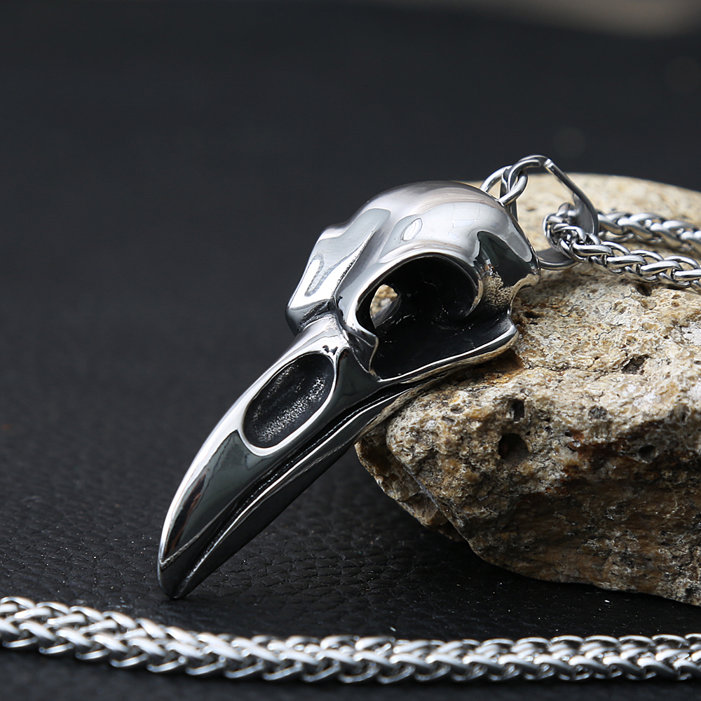Pendentif Crâne de Corbeau Viking Sans Chaîne – Acier Inoxydable