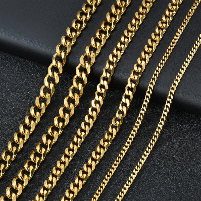 Collier Chaîne Cubaine Dorée – Acier Inoxydable Punk