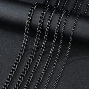 Collier Chaîne Cubaine Noir – Acier Inoxydable Punk