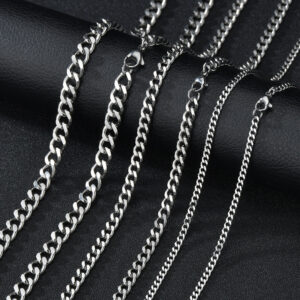 Collier Chaîne Cubaine Argentée – Acier Inoxydable Punk