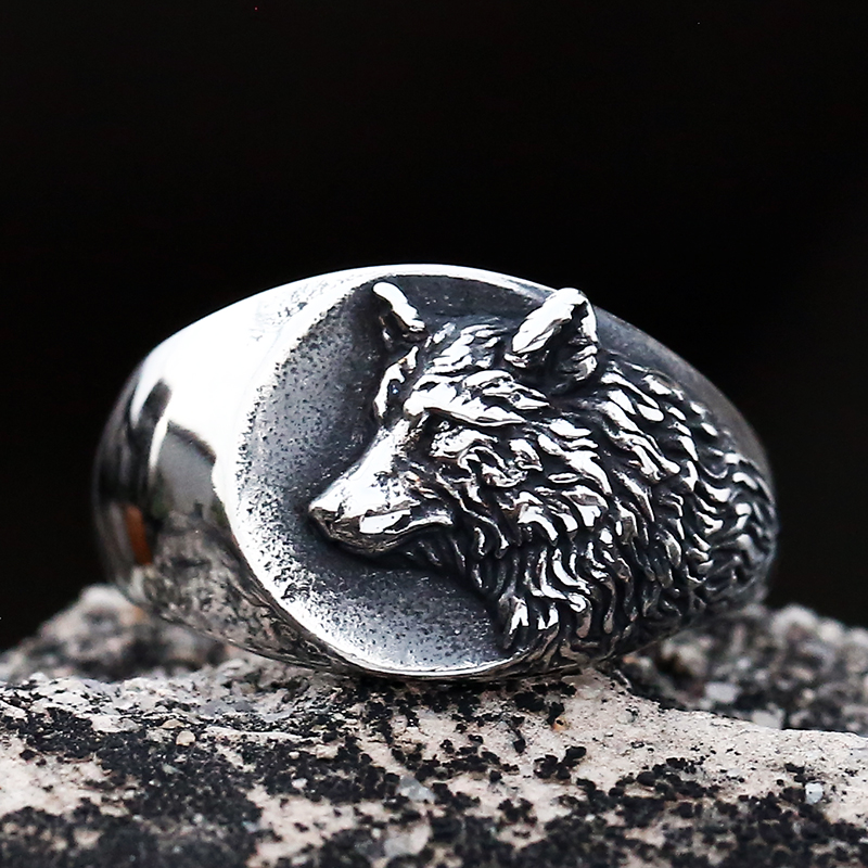 Bague Tête de Loup Nordique – Acier Inoxydable 316L – Image 2