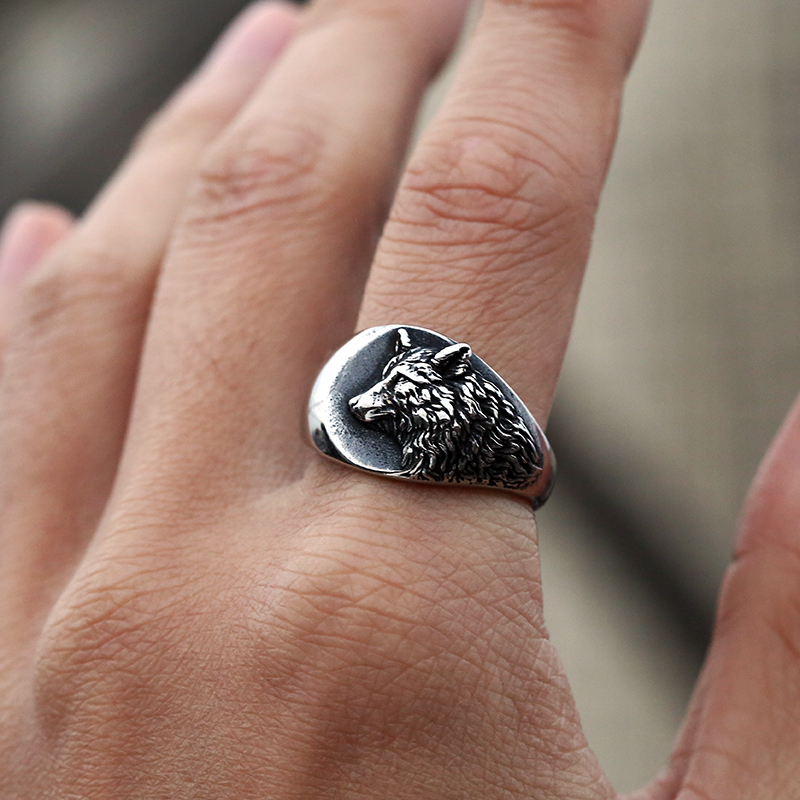 Bague Tête de Loup Nordique – Acier Inoxydable 316L – Image 3