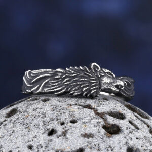 Bague Tête de Loup Nordique – Acier Inoxydable 316L