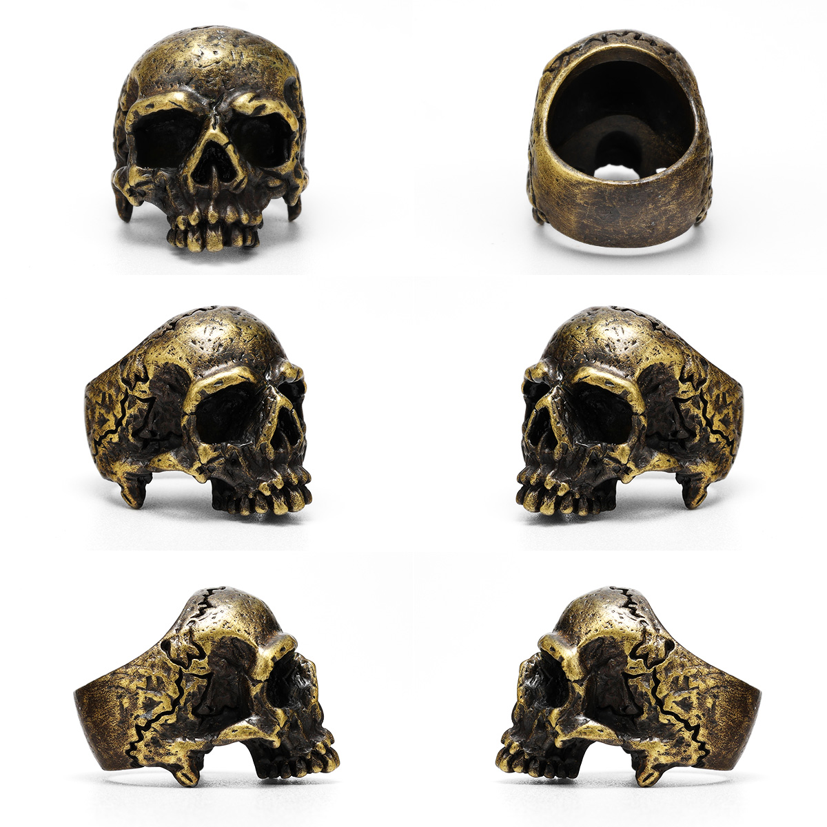 Bague Tête de Mort Vintage – Laiton Patiné