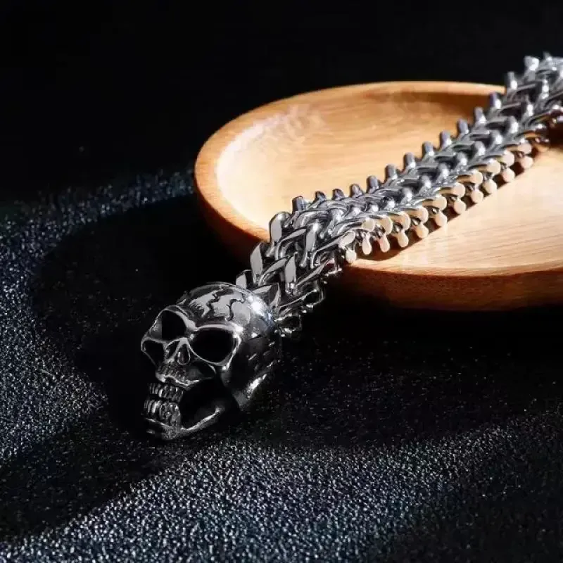 Bracelet Chaîne Crâne Argenté