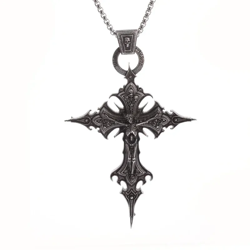 Collier Grande Croix Ornementale Noire