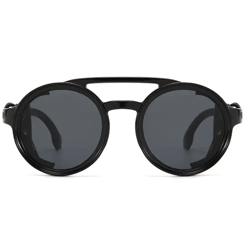 Lunettes Steampunk Rondes Noires – Rivets Dorés – Image 5