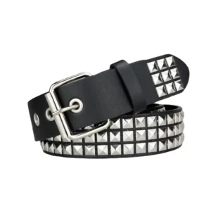 Ceinture Punk à Rivets Pyramidaux Argentés