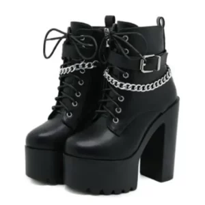Bottines Plateforme à Chaînes et Boucles
