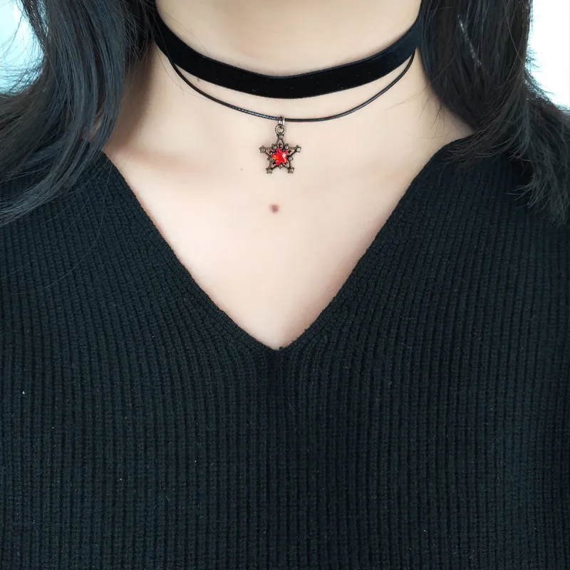 Choker Double Star Red