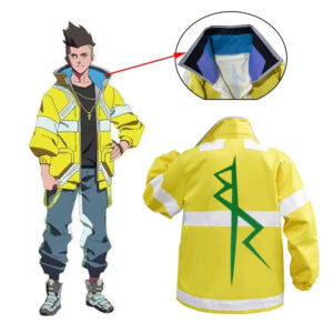 Veste Cyberpunk Jaune à Col Haut – Signal Urbain