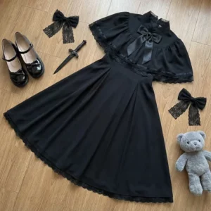 Robe Lace Bow Noire