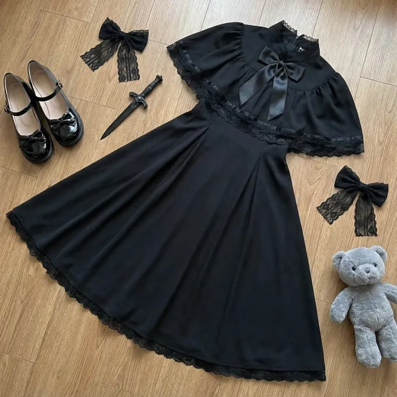Robe Lace Bow Noire