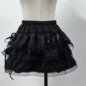 Mini-Jupe Ruffle Lace Black