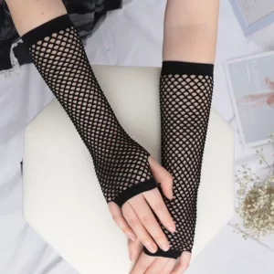 Gants Fishnet Longs Noir