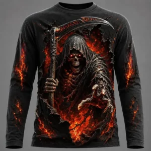 T-shirt Faucheur Rouge et Noir