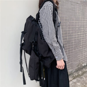 Sac à dos noir alternatif en toile avec boucles et sangles