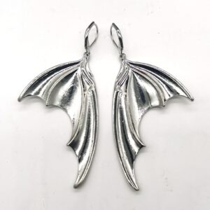 Boucles d’oreilles gothiques ailes de chauve-souris argentées