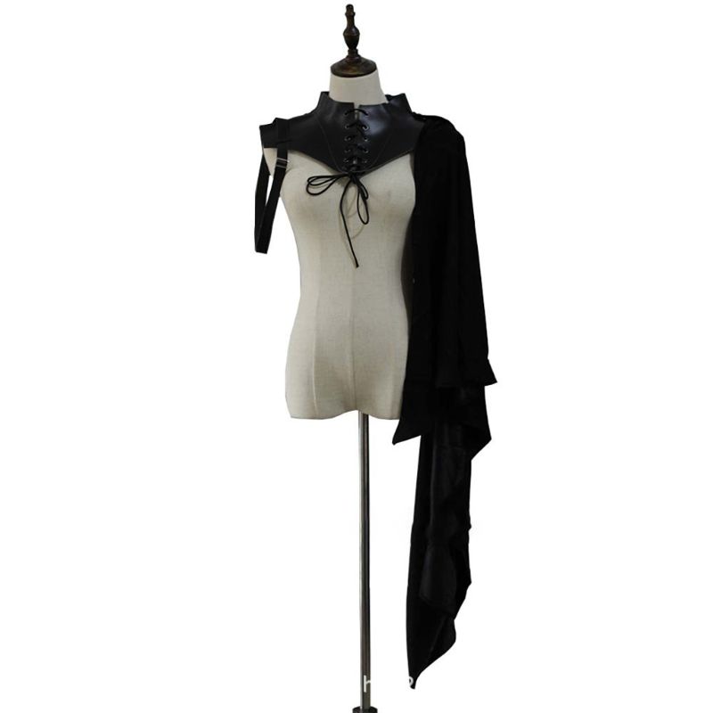 Cape Gothique Asymétrique à Épaule Unique – Noir