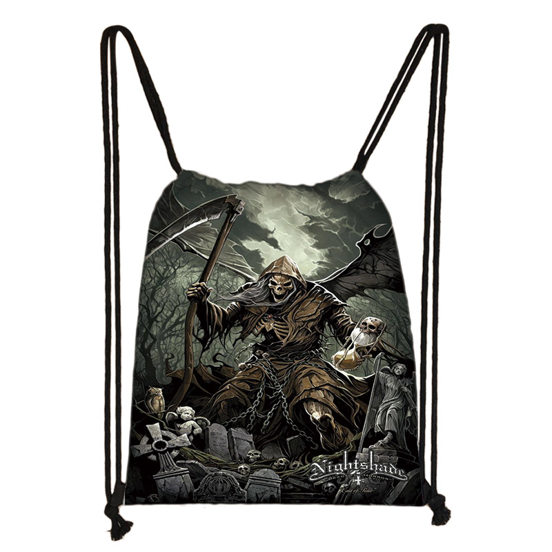 Sac à Cordons Gothique Faucheur Nocturne – Toile Canvas Illustrée