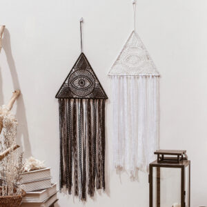 Attrape-Rêves Gothique Noir Triangulaire à Motif Œil – Décoration Murale