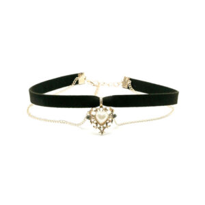 Choker Gothique en Velours Noir – Cœur Baroque
