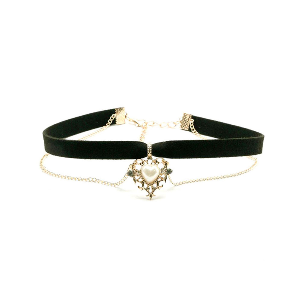 Choker Gothique en Velours Noir – Cœur Baroque
