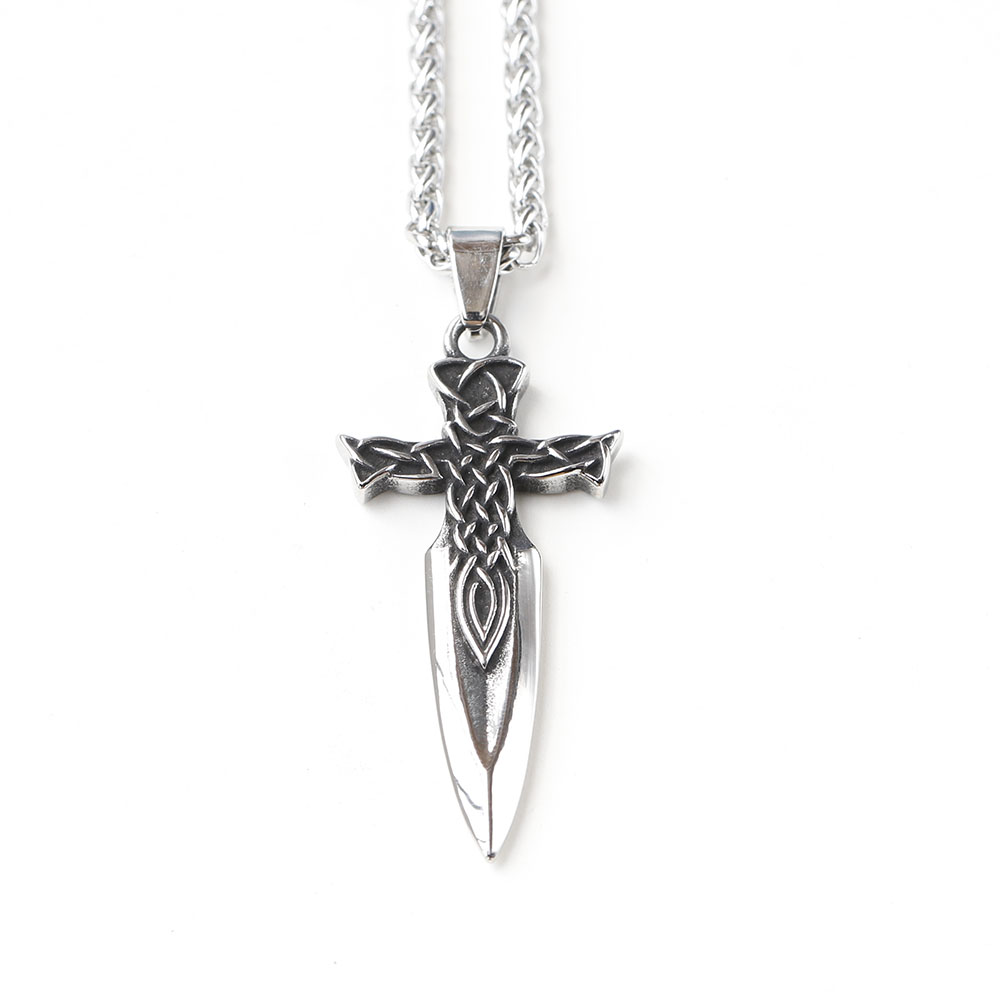 Collier Épée Celtique Viking – Chaîne Tressée – Image 2