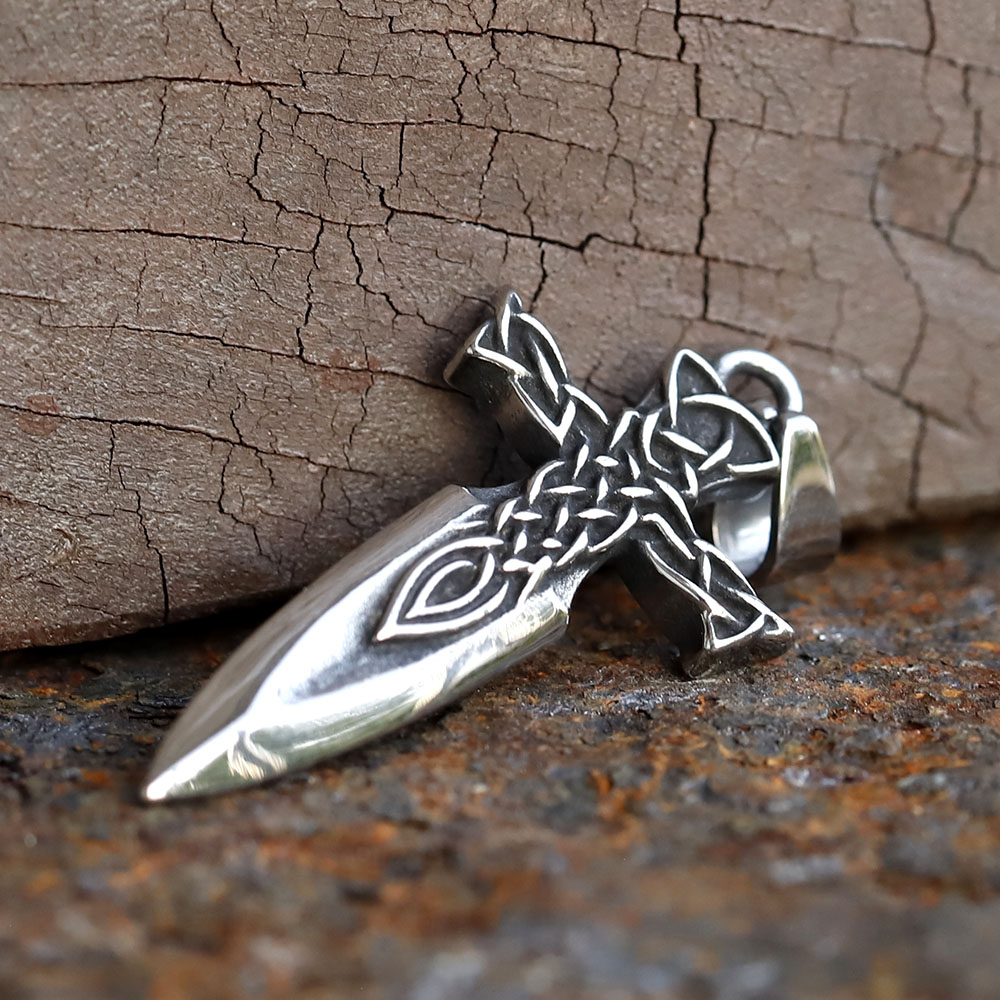 Collier Épée Celtique Viking – Chaîne Tressée – Image 4
