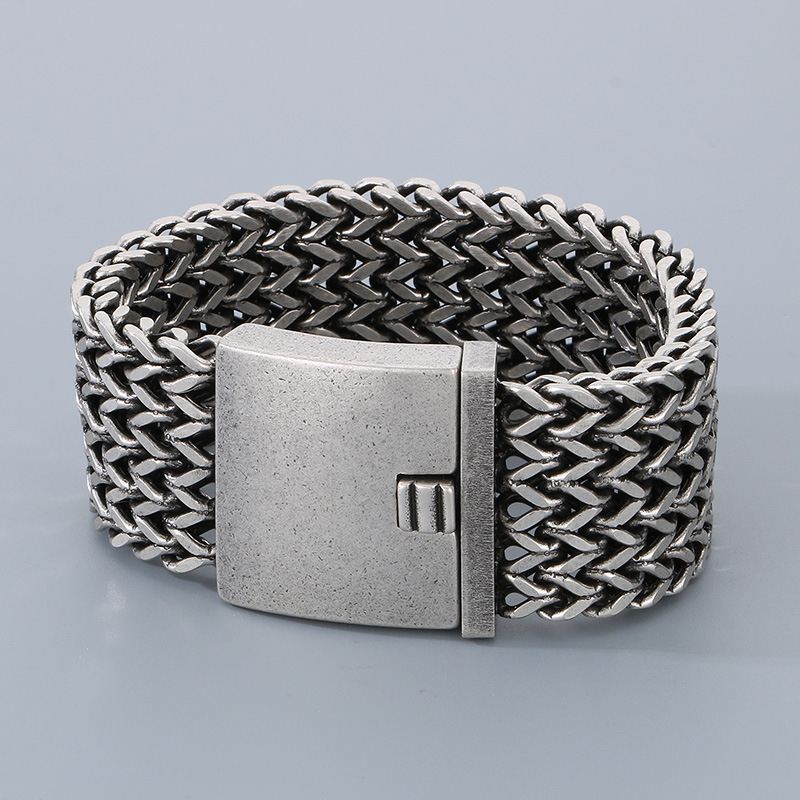 Bracelet Chaîne Punk 316L – Contraste Argent Noir