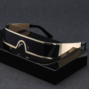Lunettes Cyberpunk Visière Noire et Dorée