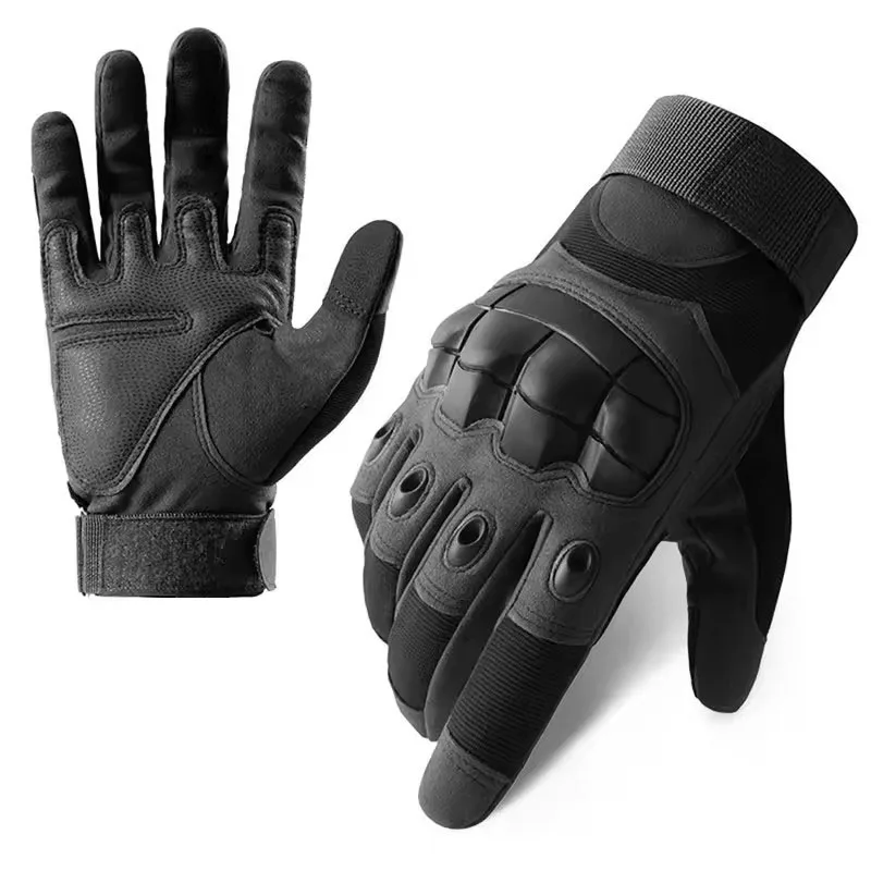 Paire de gants noirs avec coque articulée et paume renforcée