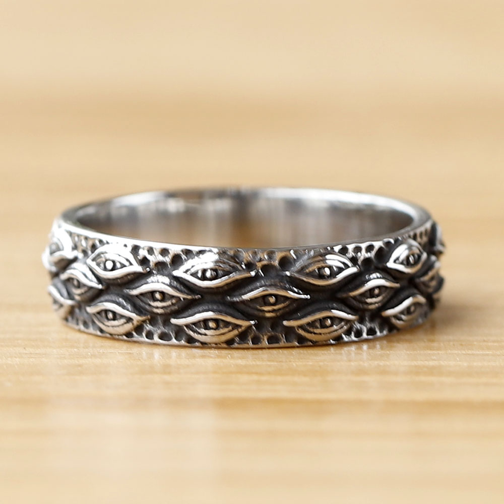 Bague Gothique 316L aux Yeux Sculptés – Regard Japonais – Image 2
