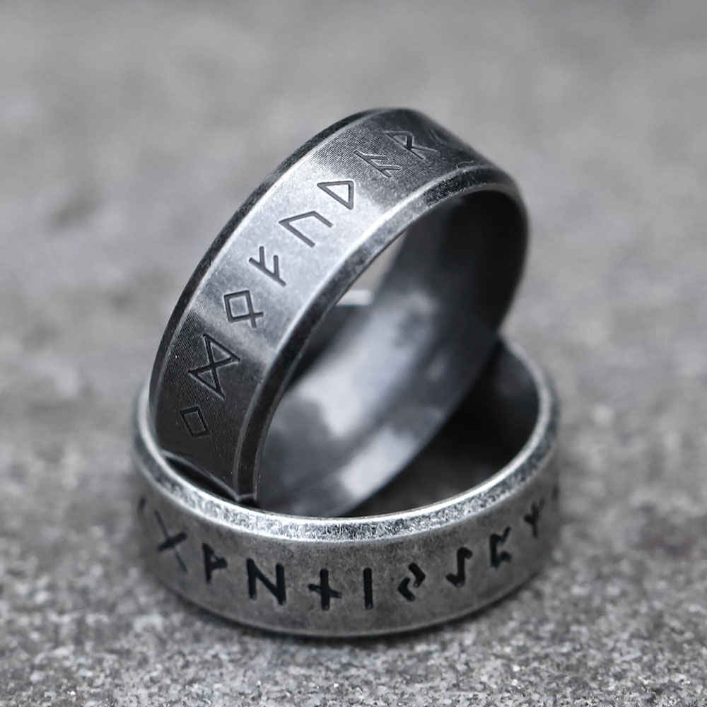 Bague Viking à Runes Nordiques – Acier Inoxydable